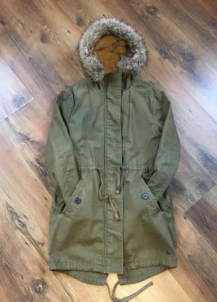 Jack wills фірмова утеплена жіноча картка парка хакі з капюшоном на хутрі