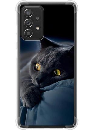 Чохол силіконовий протиударний с посиленими кутами на телефон samsung galaxy a52 димчастий кіт "825sp-2251-58250"