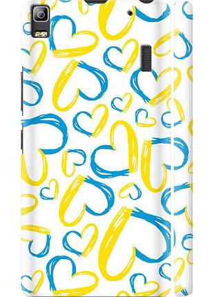Чехол 3d пластиковый матовый патриотический на телефон lenovo a7000 сердца ua "5292m-120-58250"