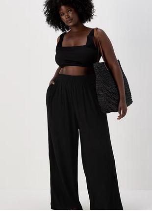 Черные широкие брюки палаццо 100% вискоза