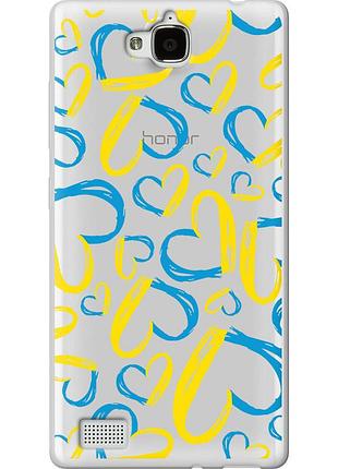 Чехол силиконовый патриотический на телефон huawei honor 3c сердца ua "5292u-307-58250"