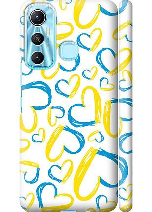Чехол 3d пластиковый матовый патриотический на телефон infinix hot 11 сердца ua "5292m-2762-58250"