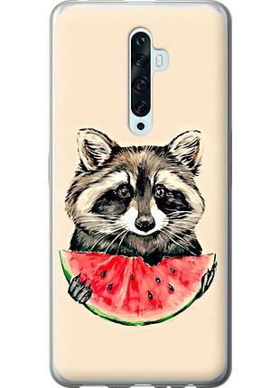 Чехол силиконовый на телефон oppo reno 2z енотик с арбузом "4605u-1867-58250"