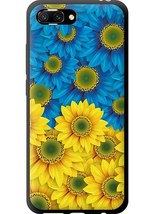 Чохол tpu патріотичний на телефон huawei honor 10 жовто-блакитні квіти "1048b-1496-58250"