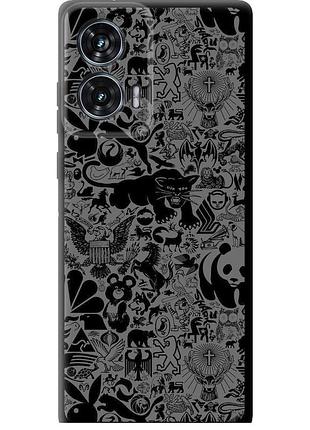 Чехол tpu на телефон motorola edge 50 fusion чёрно-серый стикер бомбинг "2432b-3748-58250"