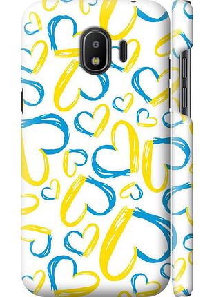 Чохол 3d пластиковий матовий патріотичний на телефон samsung galaxy j2 2018 серця ua "5292m-1351-58250"