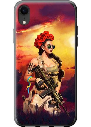 Чехол силиконовый патриотический на телефон iphone xr украинка с оружием "5316u-1560-58250"