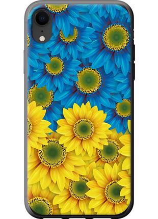 Чехол силиконовый патриотический на телефон iphone xr жёлто-голубые цветы "1048u-1560-58250"