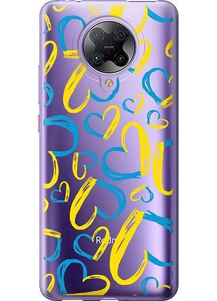 Чехол 2d пластиковый патриотический на телефон xiaomi redmi k30 pro сердца ua "5292t-1899-58250"