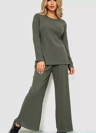 Костюм жіночий в рубчик повсякденний, колір хакі, 238r57415