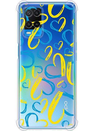 Чохол силіконовий протиударний с посиленими кутами патріотичний на телефон oppo a54 серця ua "5292sp-2306-58250"