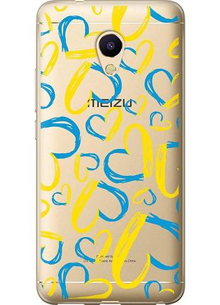 Чохол силіконовий патріотичний на телефон meizu m5s серця ua "5292u-776-58250"