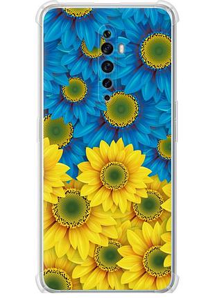 Чехол силикон с усиленными углами патриотический на телефон oppo reno 2z жёлто-голубые цветы "1048sp-1867-58250"