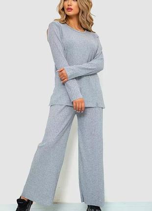 Костюм жіночий в рубчик повсякденний, колір світло-сірий, 238r57415