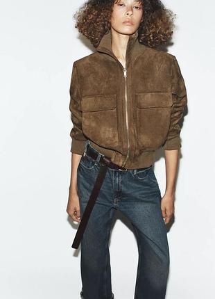 Коричнева куртка бомбер zara куртка з високим коміром в рубчик коричневий бомбер замшевий замшева куртка під замшу вільна куртка оверсайз