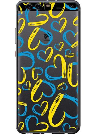 Чехол 2d пластиковый патриотический на телефон huawei p10 plus сердца ua "5292t-963-58250"