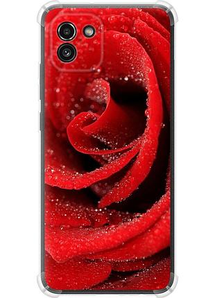 Чехол силикон с усиленными углами на телефон samsung galaxy a03 a035f красная роза "529sp-2499-58250"