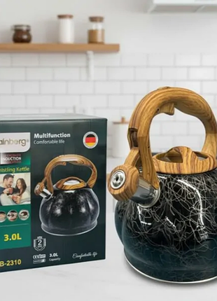 Чайник rainberg 3 л. з свистком для газових, індукційних та електричних плит.