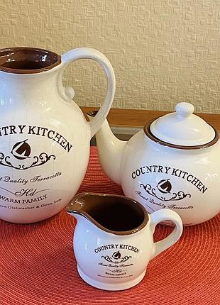 Набір посуду country kitchen: кувшин, заварник, молочник