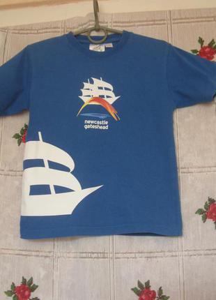 Супер футболка синяя,как море,5-6 лет,100%коттон.