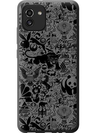 Чехол tpu на телефон samsung galaxy a03 a035f чёрно-серый стикер бомбинг "2432b-2499-58250"