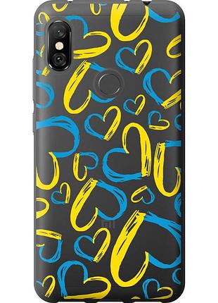Чехол 2d пластиковый патриотический на телефон xiaomi redmi note 6 pro сердца ua "5292t-1551-58250"
