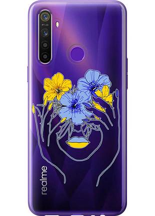 Чехол 2d пластиковый патриотический на телефон realme 5 девушка v4 "5276t-1862-58250"