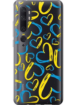 Чохол 2d пластиковий патріотичний на телефон xiaomi mi note 10 серця ua "5292t-1820-58250"