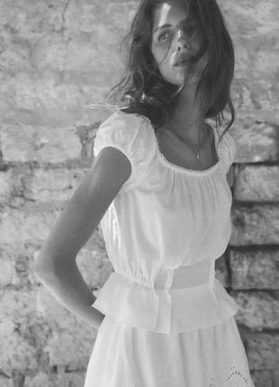 Біла блуза-топ з коротким рукавом h&m