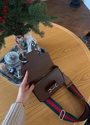 Сумка gucci brown шкіра 9