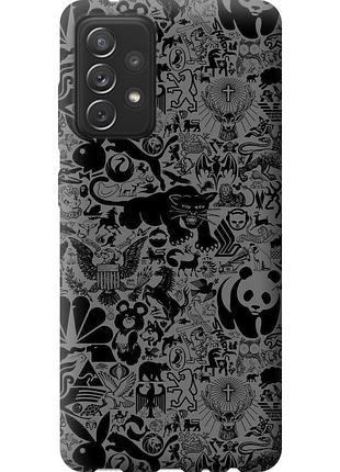 Чохол силіконовий на телефон samsung galaxy a72 a725f чорно-сірий стікер бомбінг "2432u-2247-58250"