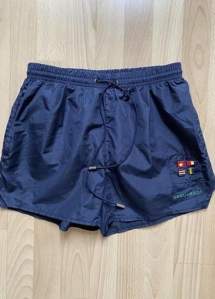 Чоловічі плавальні шорти dsquared2 сині з патчами, швидковисихаючі, розмір s