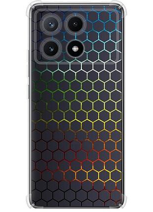 Чехол силикон с усиленными углами на телефон xiaomi poco x6 pro переливающиеся соты "498sp-3497-58250"