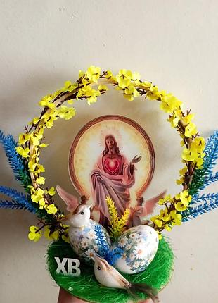 Пасхальная композиция с образом иссуса риста, Пасхия композиция, крупнодельный декор для дома