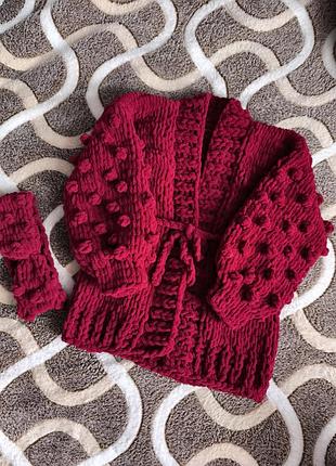 Кардиган детский на запах из пряжи alize puffy fine