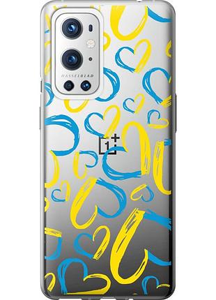 Чохол силіконовий патріотичний на телефон oneplus 9 pro серця ua "5292u-2250-58250"