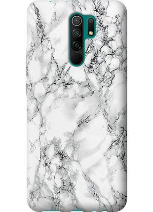 Чехол силиконовый на телефон xiaomi redmi 9 мрамор белый "4480u-2019-58250"