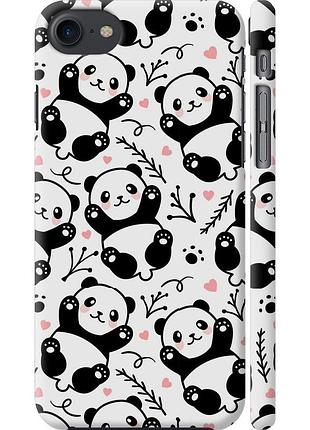 Чехол 3d пластиковый матовый на телефон iphone 7 панды "4318m-336-58250"