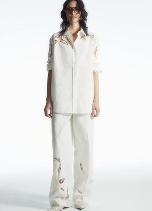 Брюки женские cos broderie anglaise wide-leg trousers / 34