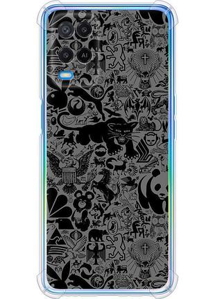 Чехол силикон с усиленными углами на телефон oppo a54 чёрно-серый стикер бомбинг "2432sp-2306-58250"