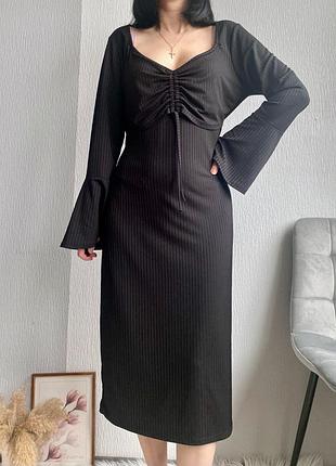 Чорна сукня в рубчик, uk 16