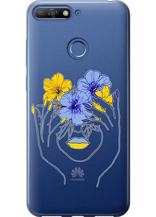 Чехол 2d пластиковый патриотический на телефон huawei y6 prime 2018 девушка v4 "5276t-1441-58250"