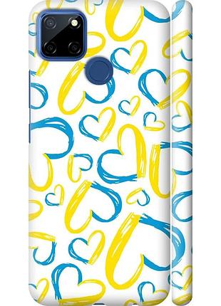Чехол 3d пластиковый матовый патриотический на телефон realme c12 сердца ua "5292m-2240-58250"