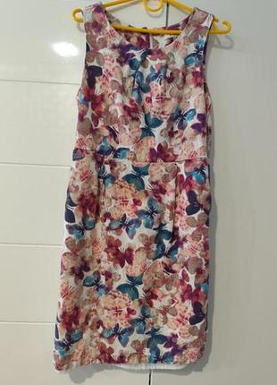 Плаття, сукня peacocks натуральна льон з карманами .