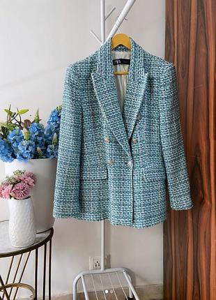 Брендовий твідовий піджак блейзер zara