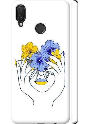 Чехол 3d пластиковый матовый патриотический на телефон huawei p smart plus девушка v4 "5276m-1555-58250"