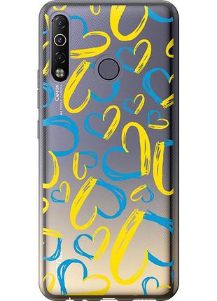 Чехол силиконовый патриотический на телефон tecno camon 12 air cc6 сердца ua "5292u-2389-58250"