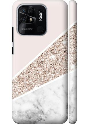 Чехол 3d пластиковый матовый на телефон xiaomi redmi 10c пастельный мрамор "4342m-2591-58250"
