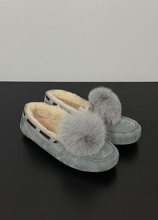 Ugg мокасини з натуральної замші та овчини з хутром кролика розмір 37