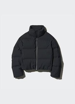 Безшовна пухова коротка куртка uniqlo чорна s 471683